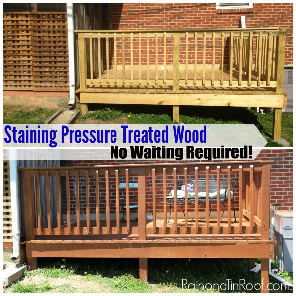 Staining pressure treated lumber