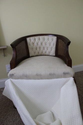 How to Upholster a Cane Chair {rainonatinroof.com} #upholstery #canechair
