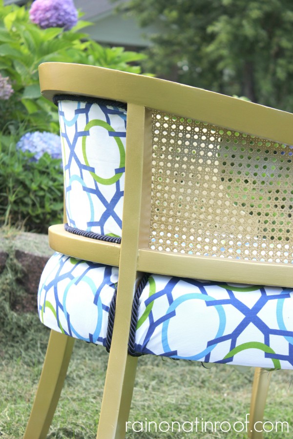 Gold Spray Painted Chair {rainonatinroof.com} #gold #spraypaint