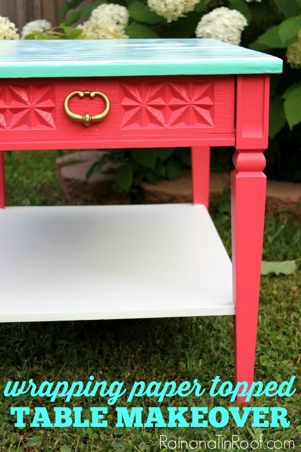 Table Makeover With Mod Podge And Wrapping Paper