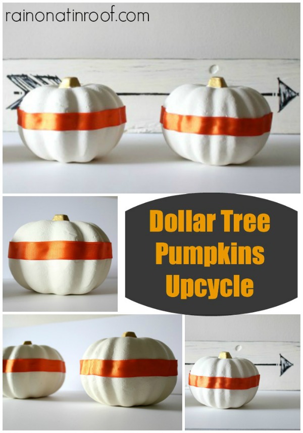 Dollar Tree Pumpkins Upcycle {rainonatinroof.com} #upcycle #dollartree #pumpkins