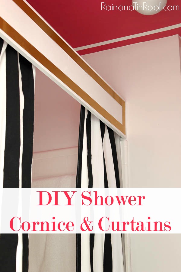 Diy Shower Cornice With Black White Shower Curtains