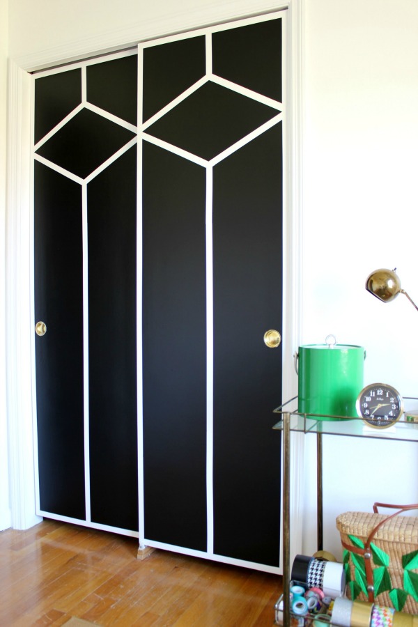 Stunning - AND she did it with paint and FrogTape! DIY Painted and Patterned Doors / Black and White Design / Black and White Decor / Interior Design